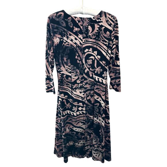 SOFT SURROUNDINGS | Katavi Abstract Print Knit Dress 3/4 Sleeve Stretch | Small - Picture 6 of 8